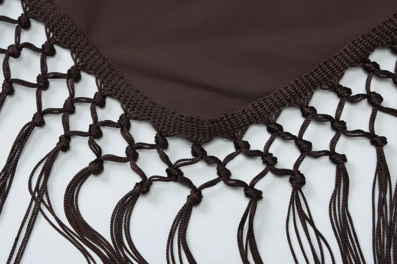 Lace Up Tassel Backless Crop Tops Streetwear Woman Clothing Sexy Summer Halter Top Club Wear