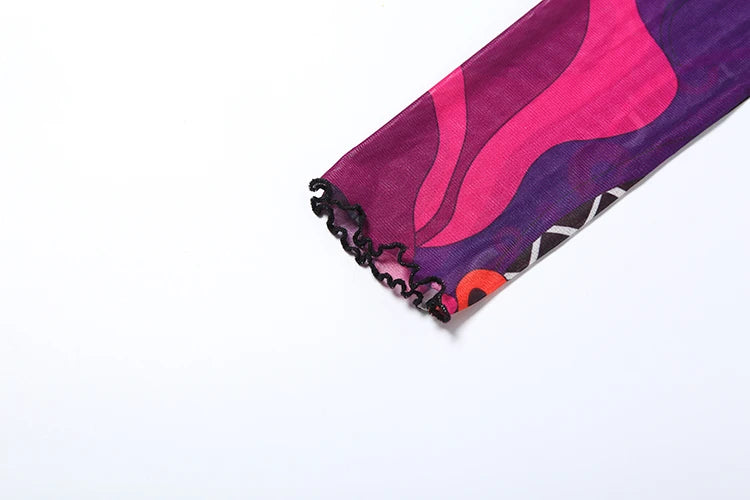 Sexy Sporty 2-Piece Set Women Tracksuit Sporty Fall Crop Tops+Leggings Matching Tight Stretch Colorful Print Streetwear