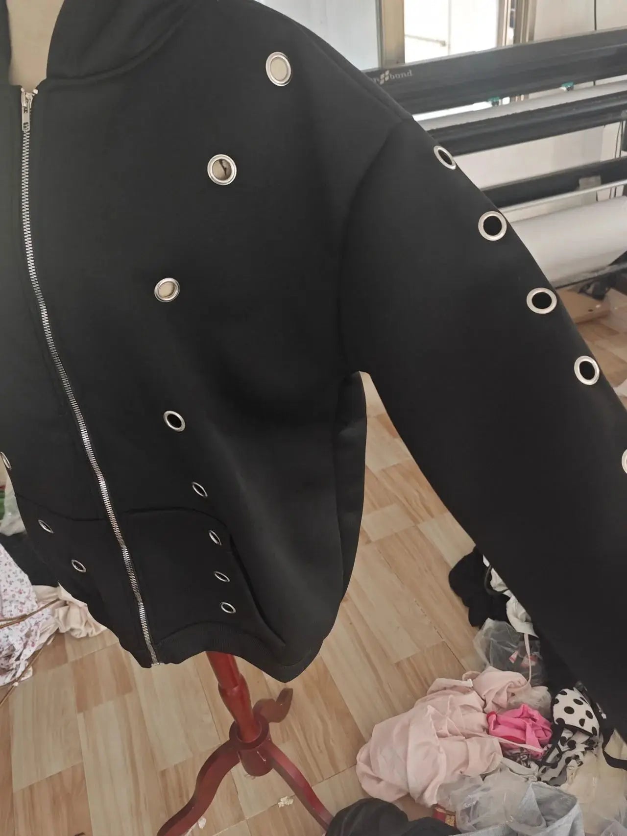 Y2K Hooded Crop Jacket Women Fall Hooded Metal Hollow Skinny Trend Simple Classic High Streetwear Casual Basis Coat