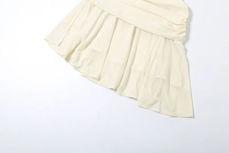Asymmetrical Short Dresses Women Summer Elegant Sexy One Shoulder Backless Pleated Dress Trendy Clothes