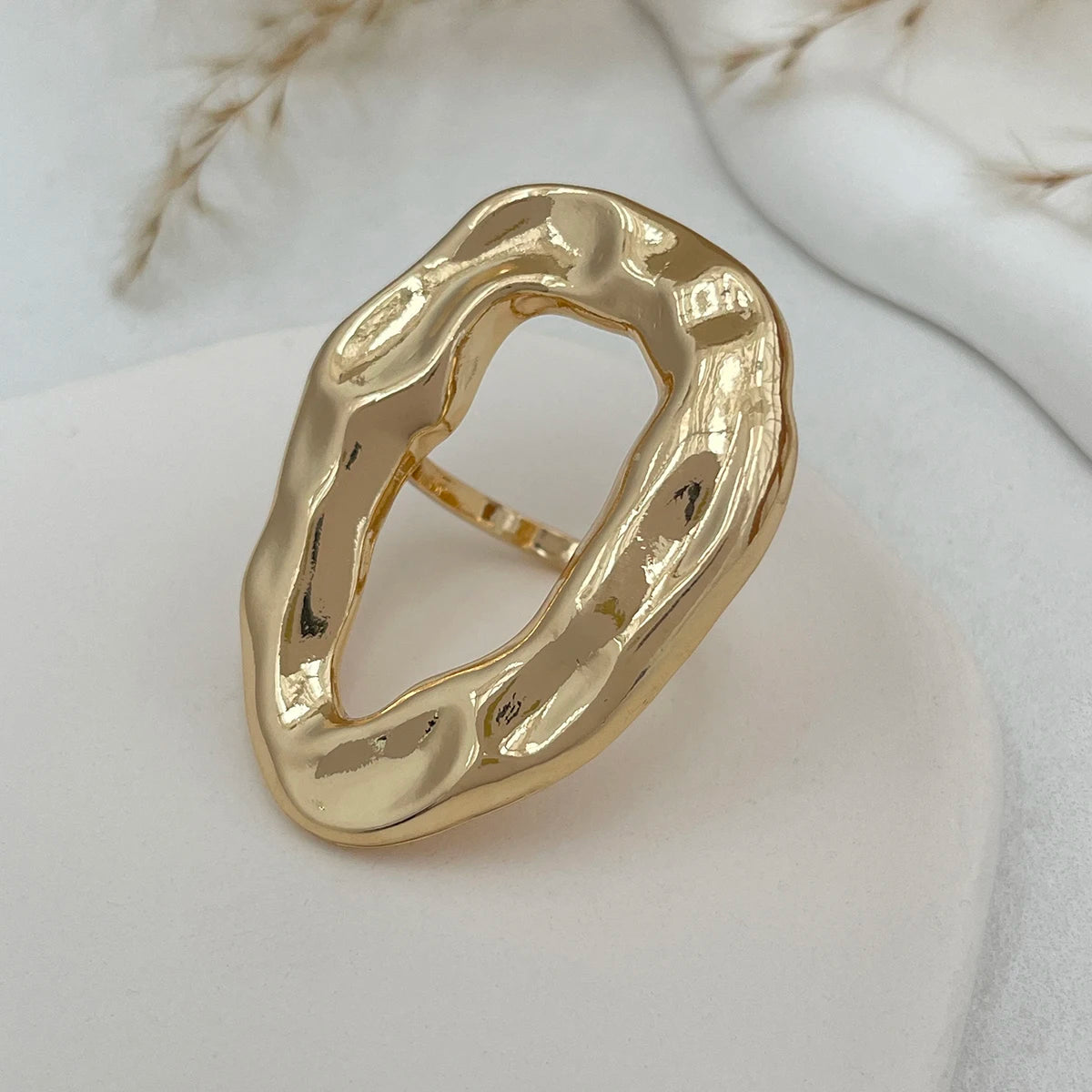 20 Styles Boho Unique Gold Color Petal Flower Rings for Women Punk Geometric Adjustable Rings Couple New Year Jewelry