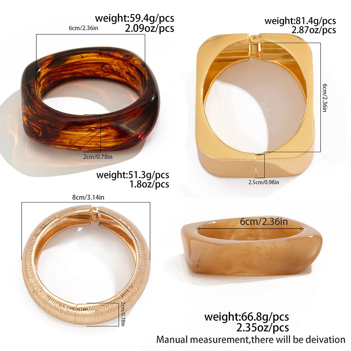 2025 Trendy Stacking Resin Bangles for Women Men Hip Hop Irregular Chunky Cuff Bracelets Charm Accessories Jewelry