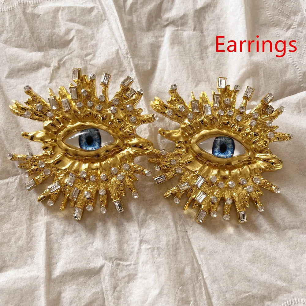 Baroque Style Fashion Alloy Big Eyes Dangle Earrings For Women Jewelry Exaggerated Ladys' Statement Earrings Accessories