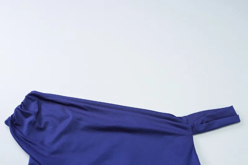 Asymmetrical One Shoulder Crop Tops Black Blue Sexy T Shirts for Woman Summer