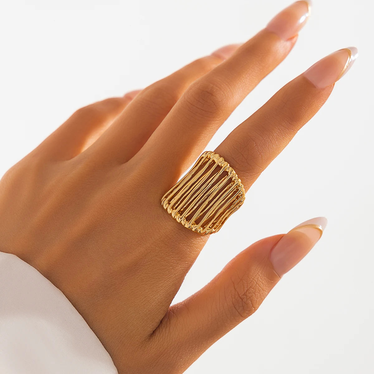 27 Styles Unique Exaggerated Big Flower Starfish Moon Rings Women Punk Geometric Adjustable Finger Ring Grunge Jewelry