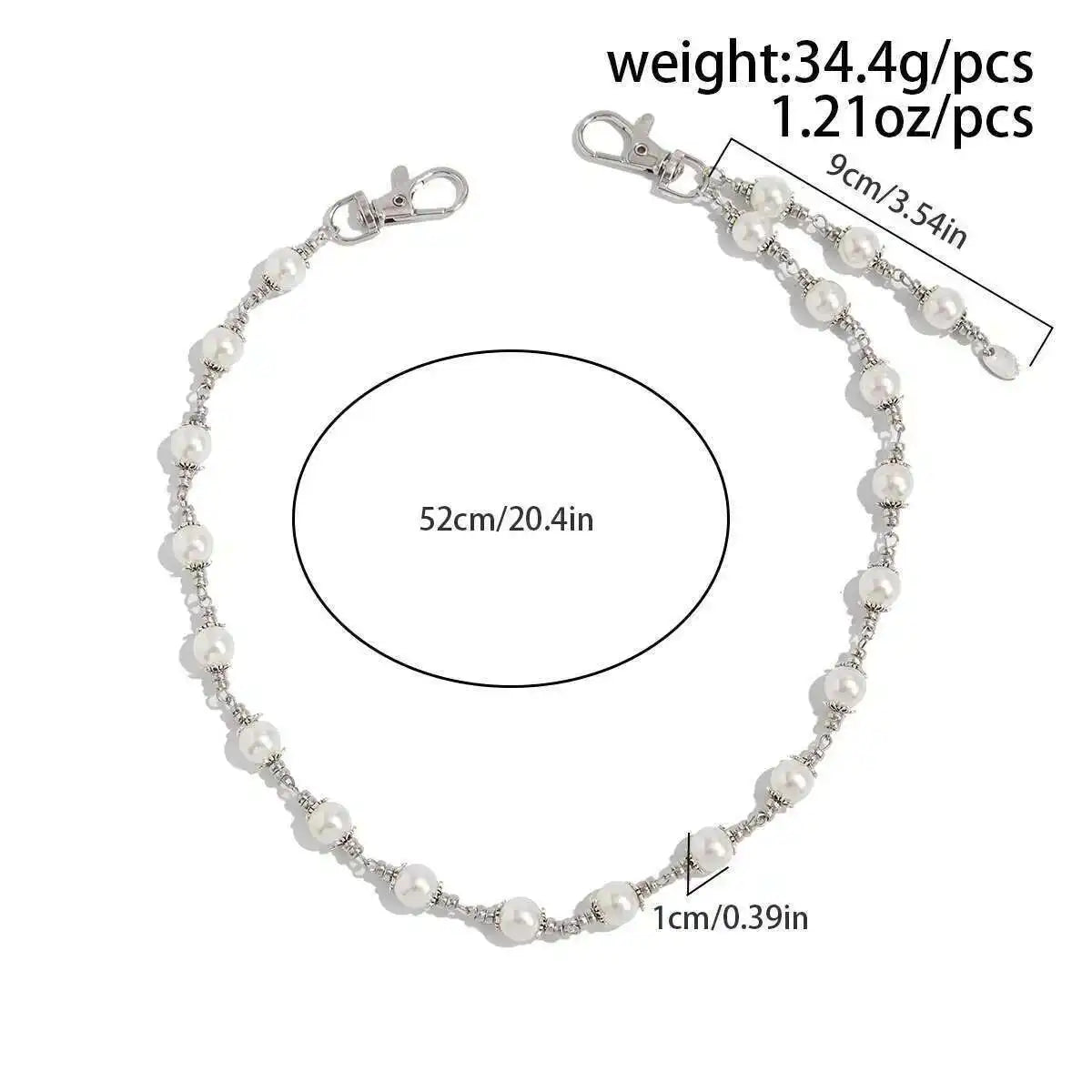 Creative Unique Imitation Pearl Jeans Pants Chain for Women Retro Hip Hop Bag Wallet Keychain Men Jewelry Accessories