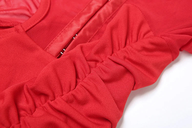 Sexy Hollow Dress Women See Through Sleeveless Backless Ribbon Ruched Coquette Midnight Party Club Stretch Bodycon