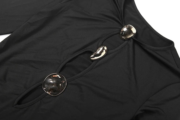 Velvet Patchwork Dress Women Y2K Sexy Sequined Hollow Long Sleeve Simple Office Elegant Commute Stretch Mini Bodycon