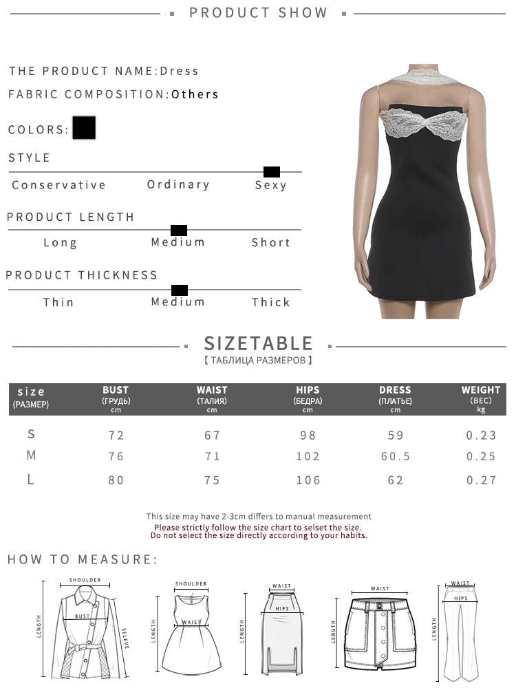 Backless Sexy Lace Patchwork Dress Women Fashion Classic Halter Sleeveless Stretch Skinny Hottie Party Club Mini Bodycon