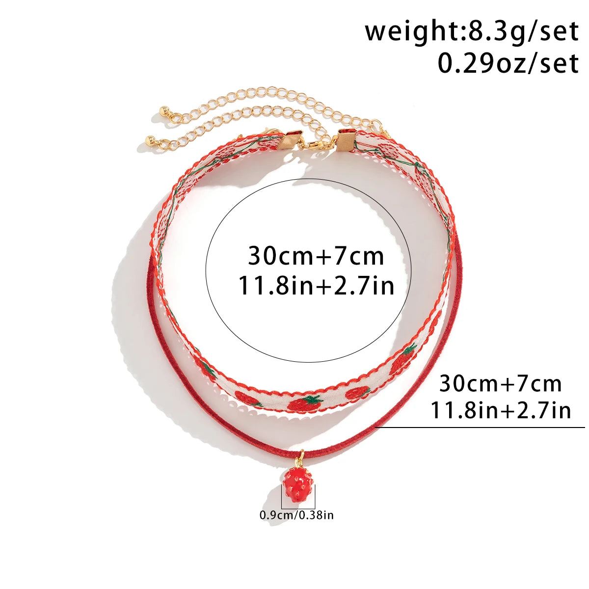 Cute Sweet Strawberry Pendant Short Necklace for Women Romantic Pink Korean Velvet Rope Chain Chokers Dopamine Jewelry Accessory