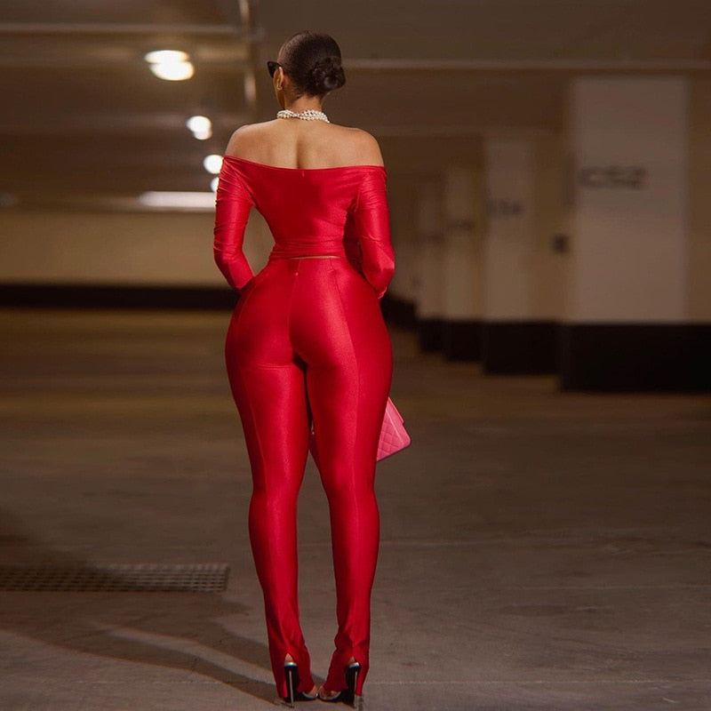 2 Piece Pant Sets Top Leggings Matching Sets Sexy Club Outfit Deep V Long Sleeve Jumpsuit Womens Fall Clothing