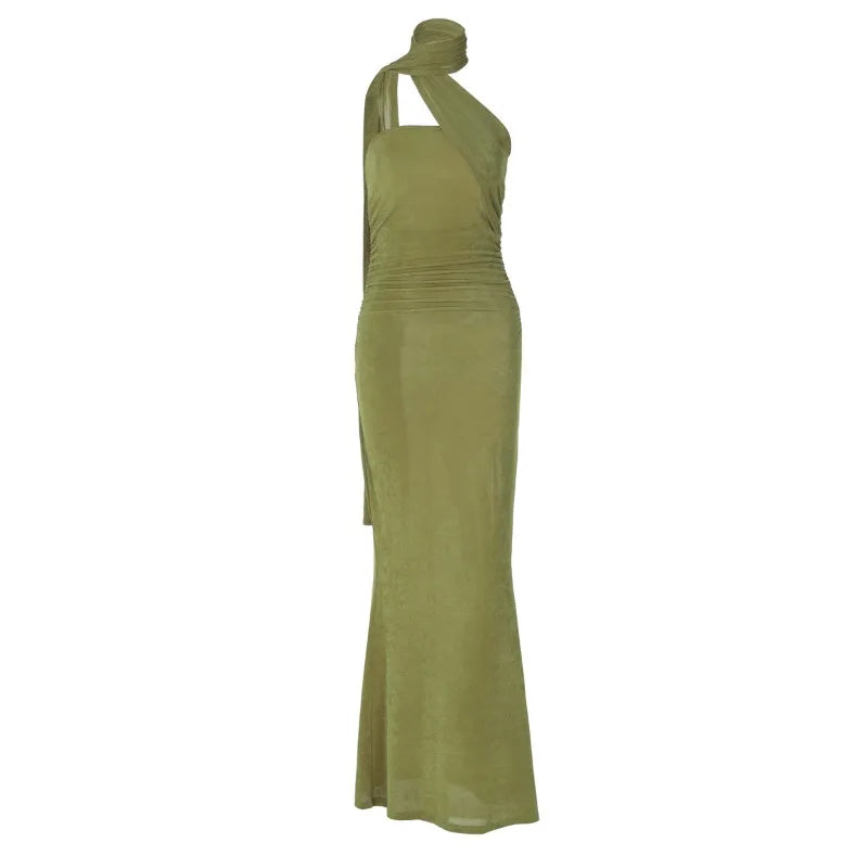 Halter Backless Maxi Dresses for Women Sexy Elegant Green Party Evening Dress Spring Summer 2025