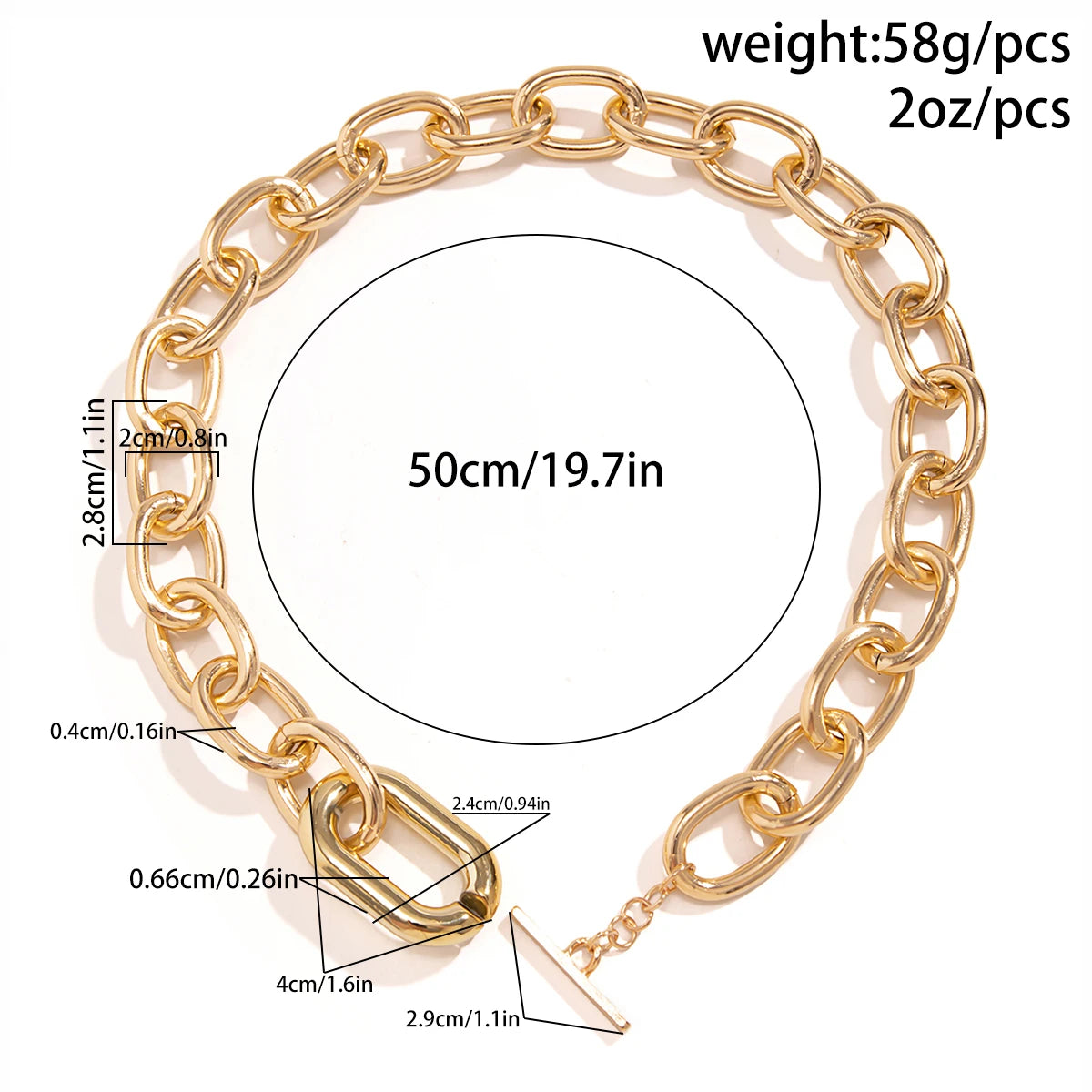 Vintage Punk Heavy Metal Big Chunky Chain Necklace for Women Goth OT Buckle Lock Choker Grunge Jewelry Steampunk Men