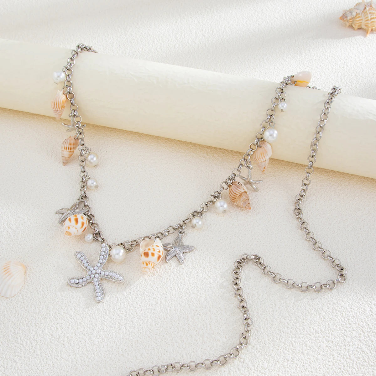 Bohemian Starfish Conch Imitation Pearls Waist Chain Women 2025 Fashion Summer Beach Vacation Sexy Bikini Body Jewelry