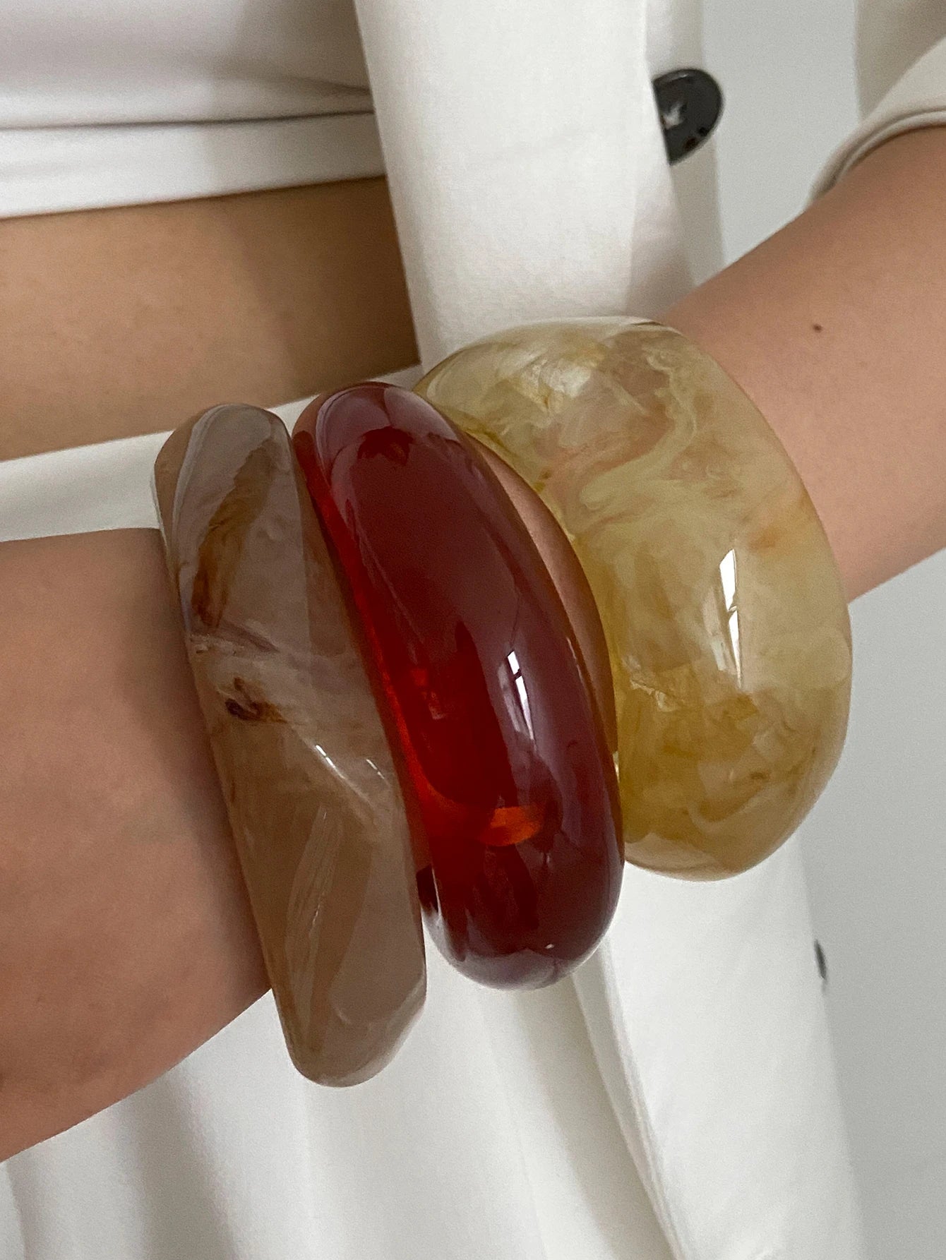 Y2K Boho Brown Thick Resin Acrylic Bangles for Women 2025 New Fashion Irregular Wide Arm Bracelets Party Jewelry Gift