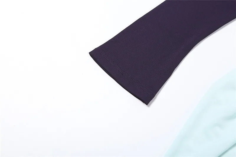 Elegant Deep V Neck Patchwork Spit Maxi Dress Long Sleeve Party Dresses Fashion Clothing Woman