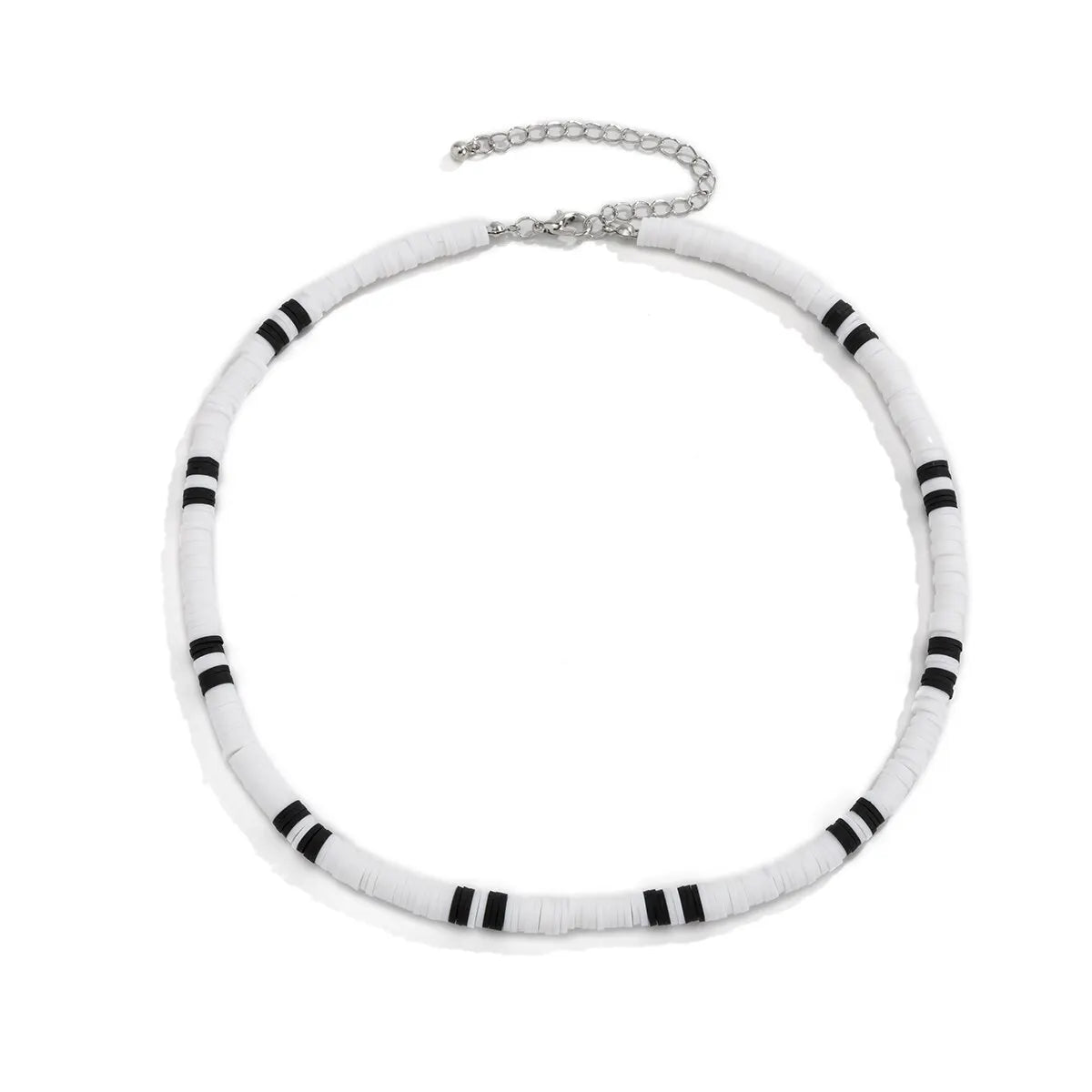 Boho Simple Polymer Clay Black and White Choker Necklace for Women Men Summer Vintage Short Clavicle Chain Party Jewelry Gift
