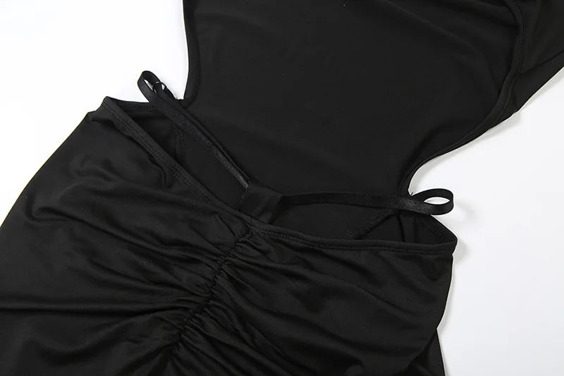 Cutout Backless Hooded Long Sleeve Jumpsuits for Woman Sexy Black One Pieces Outfits