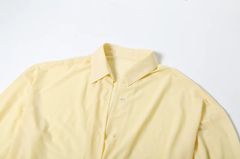 Bandage Button Down Shirt Dress Sexy Yellow Sheer Long Sleeve Mini Dresses Women Clothing Spring 2025