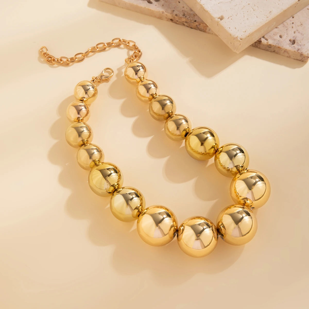 Exaggerated Acrylic CCB Big Ball Bead Chain Necklace for Women Punk Chunky Heavy Gold Color Short Choker Party Jewelry Steampunk