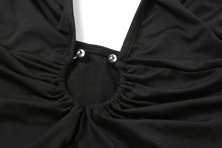 Irregular Hollow Sexy Camisole Women Lace-Up Halter Backless Ruched Ruffles Hem Hot Girls Street Hipster Tank Tops