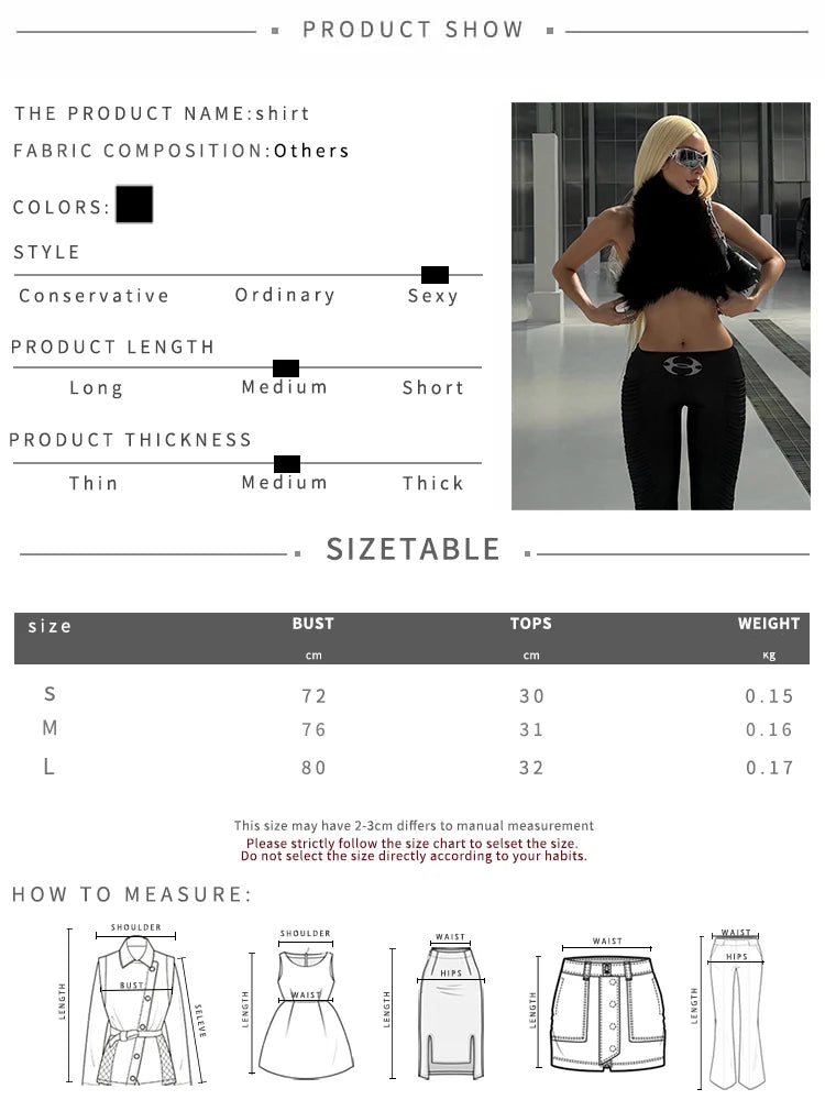 Hottie Turtleneck Furry Tank Top Women Classic Fashion Sleeveless Tassel Midnight Party Clubwear Coquette Sexy Wild Vest