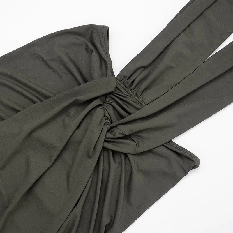 Deep V Halter Backless Split Long Dresses Sexy Outfits Woman Clothing Club Wear Party Dress