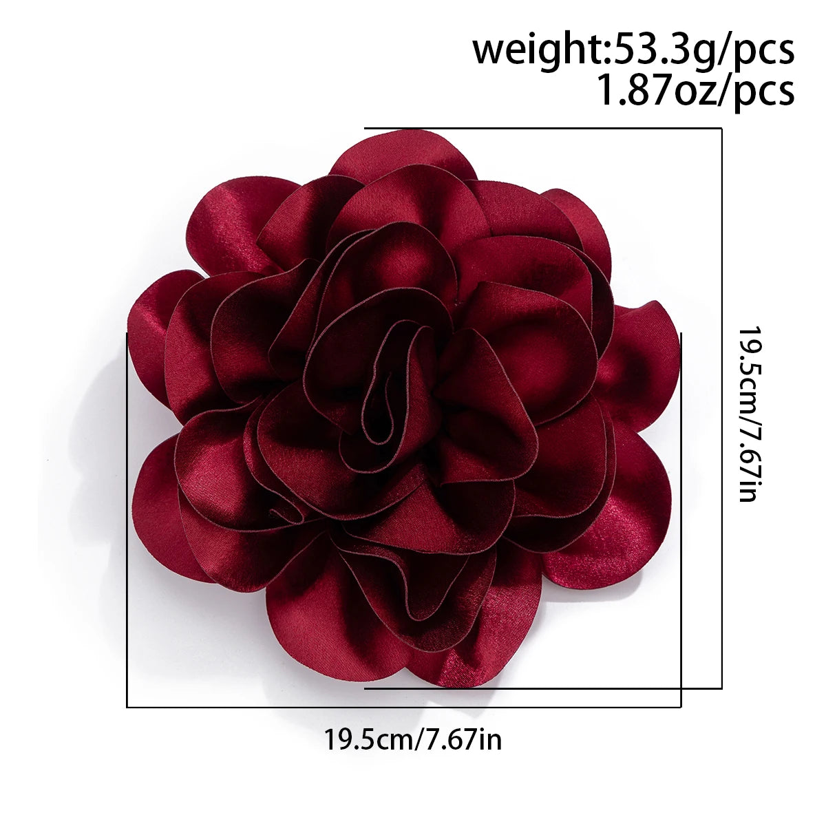 20CM Exaggerated Multilayer Satin Rose Flower Brooch for Women Wed Bridal Elegant Party Pin Jewelry Accessories Gift