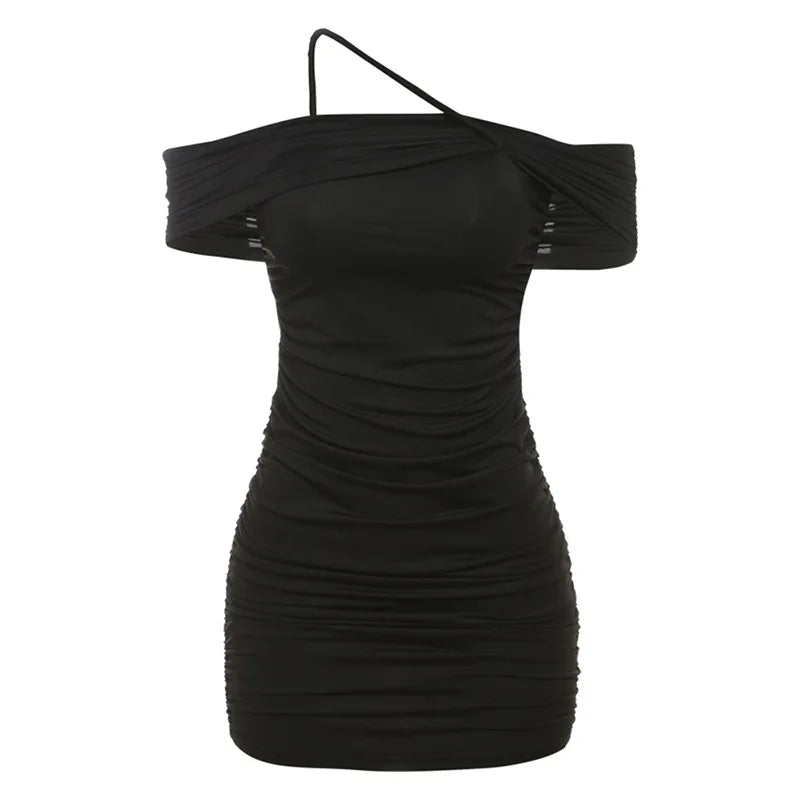 Twisted Off The Shoulder Backless Mini Dress Sexy Night Club Dresses for Women Fashion Clothing 2024