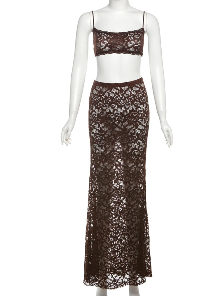 Jacquard Sexy 2 Piece Set Women Midnight Summer Trend Camisole+Skirts Stretch Hipster Nightclub Party Matching Suits