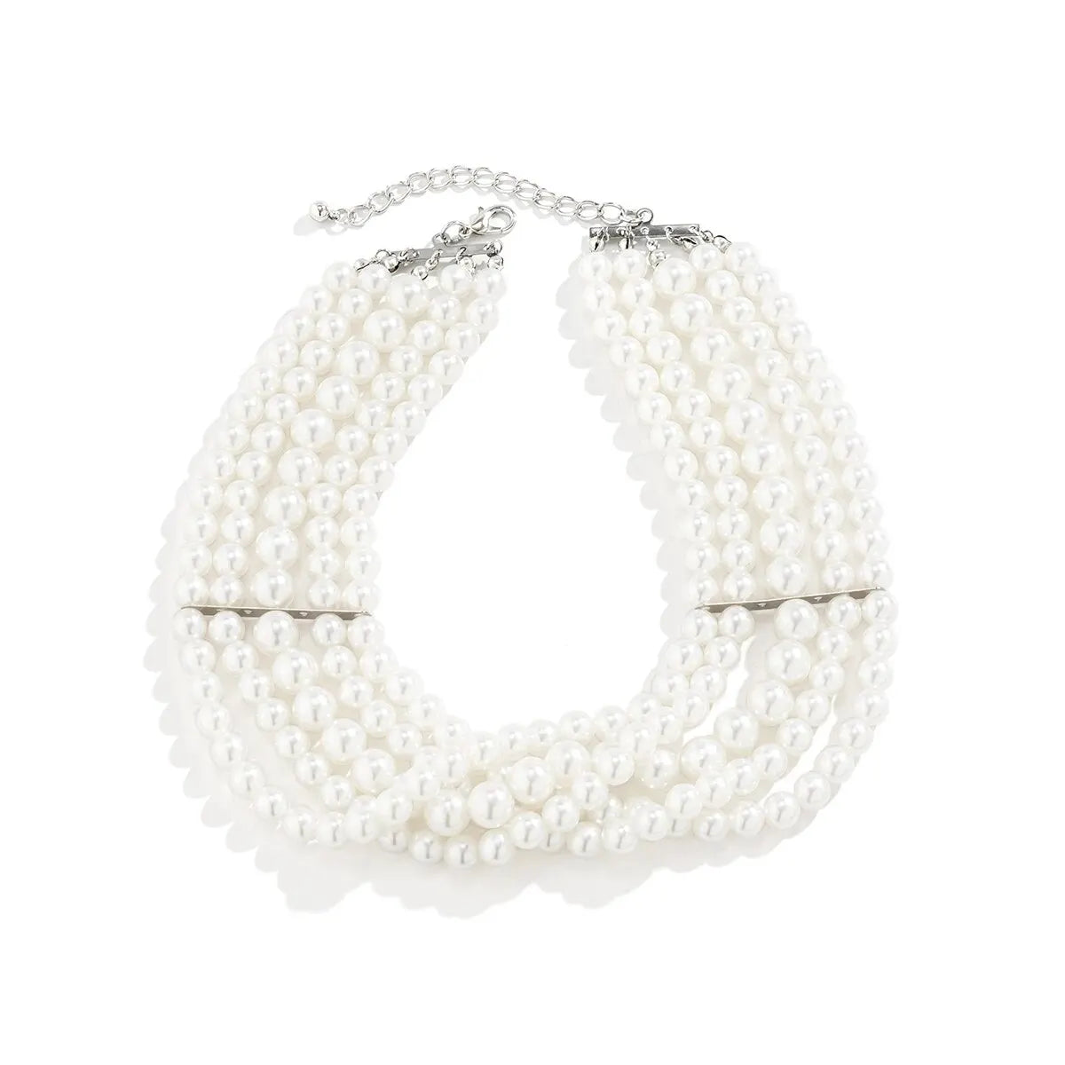 Vintage Imitation Pearl Multi-Layer Necklace Oval Beasds Choker Elegant Collar for Women's Chain Jewelry Accessories Party Gift