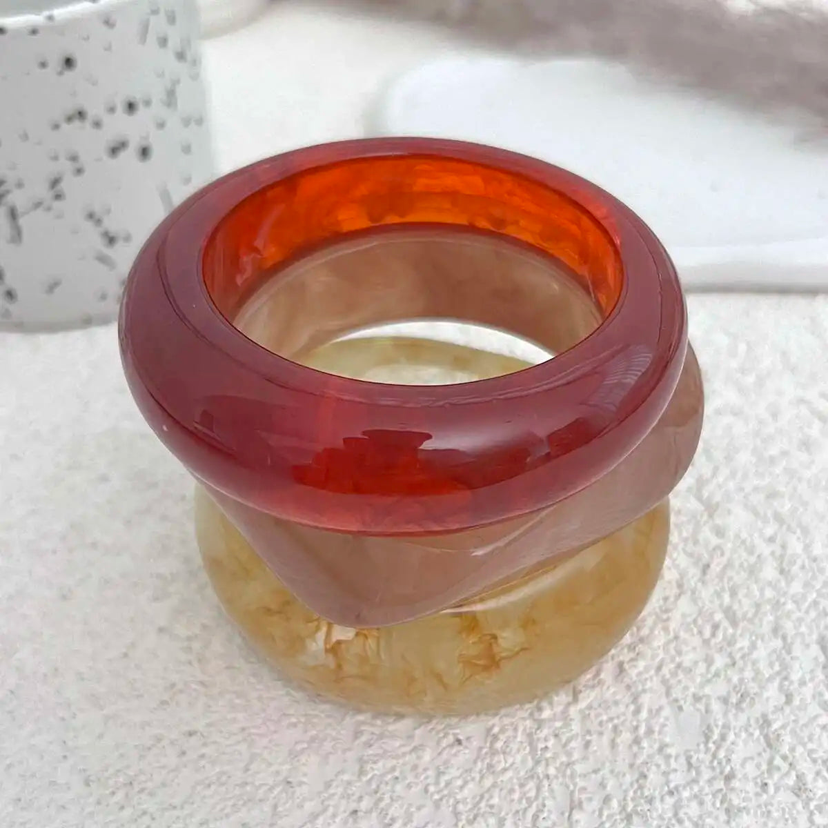 Y2K Boho Brown Thick Resin Acrylic Bangles for Women 2025 New Fashion Irregular Wide Arm Bracelets Party Jewelry Gift