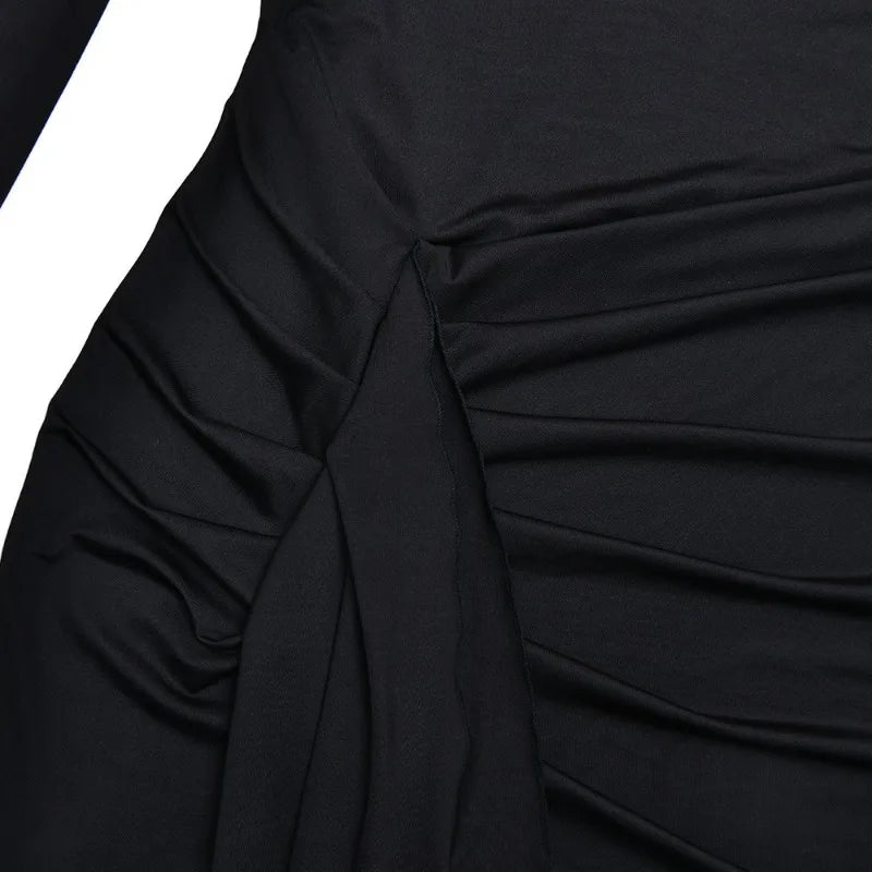 Long Party Elegant Dress Turtleneck Long Sleeve High Split Maxi Dresses Women Clothing Winter