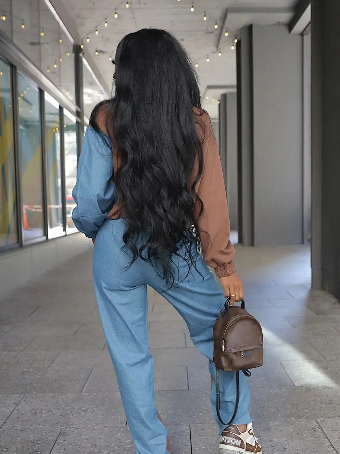 Autumn Trend 2 Piece Set Women Stripes Patchwork Full Sleeve Pullover+Drawstring Pants Casual Sporty Street Tracksuit