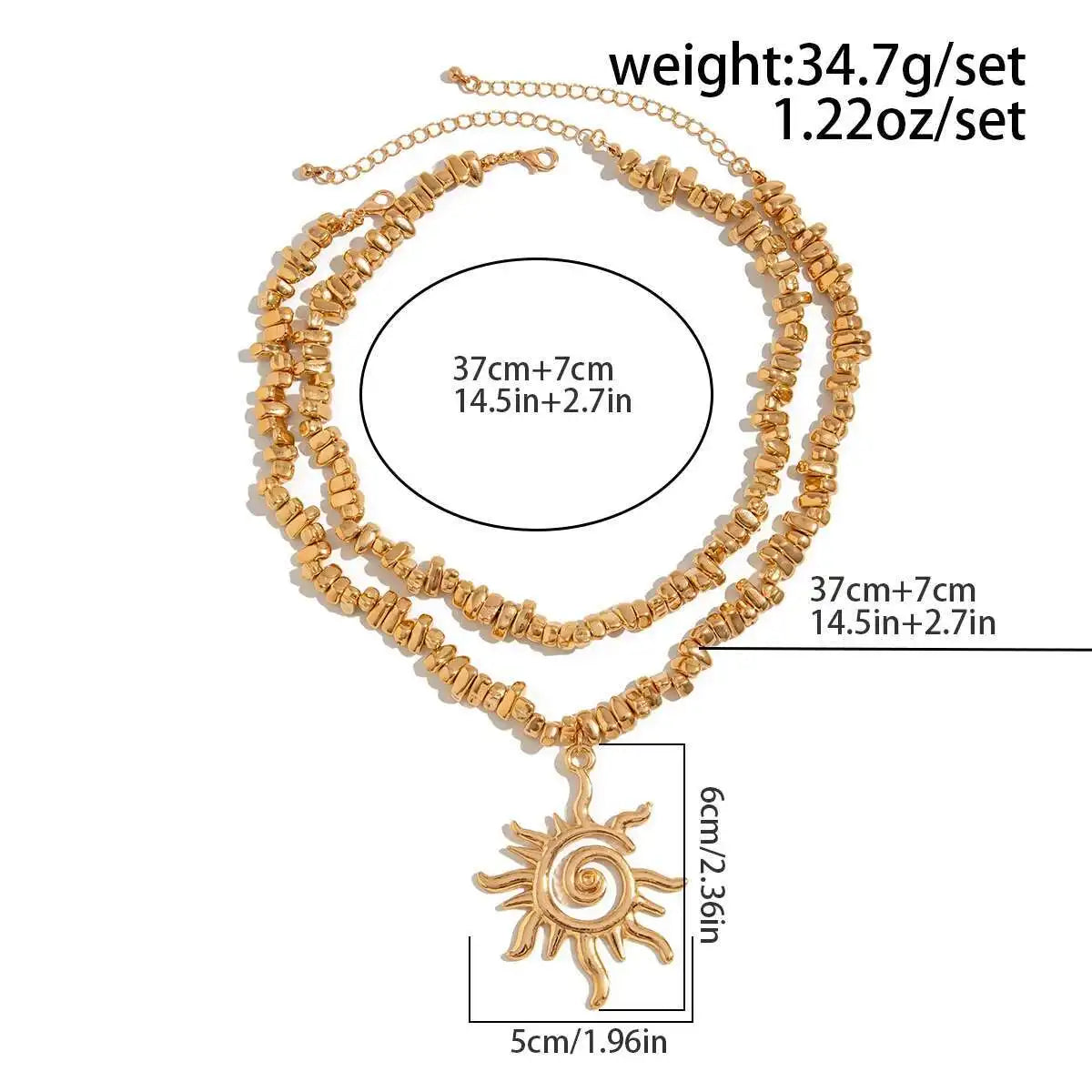 Vintage Plastic Beads Chain Necklace for Women New Trend 2025 Goth Sunflower Pendant Choker Necklace Party Jewelry Gift