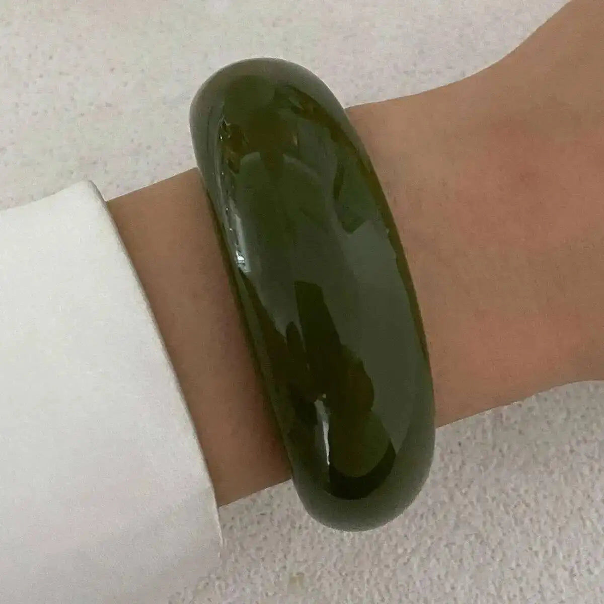 Y2K Boho Thick Resin Acrylic Open Wide Bangles for Women New Trend Vintage Irregular Chunky Arm Bracelets Daily Jewelry