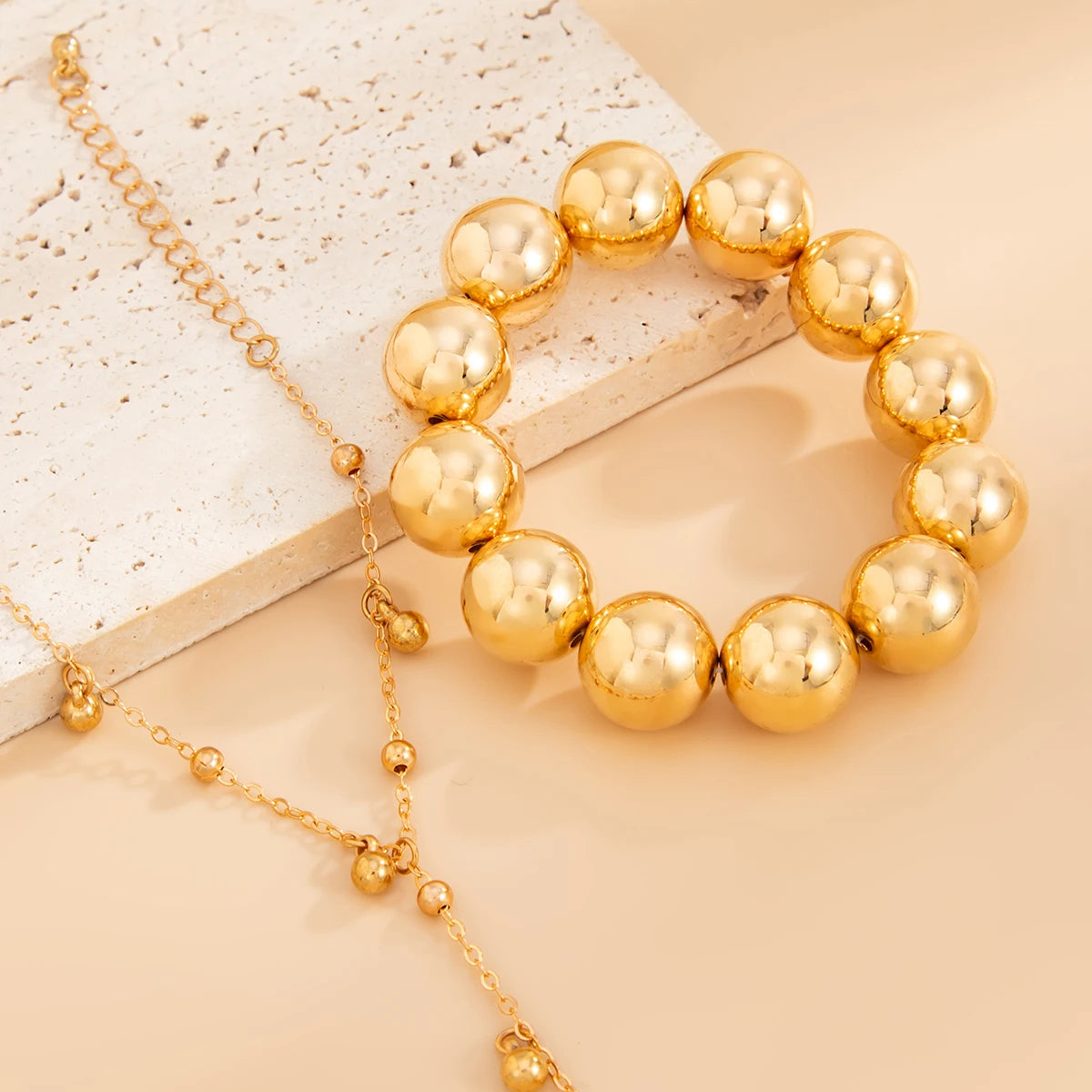 2025 Fashion Retro CCB Beaded Bangles For Women Creative Elegant Gold Color Finger Bracelets Charm Aesthetic Jewelry