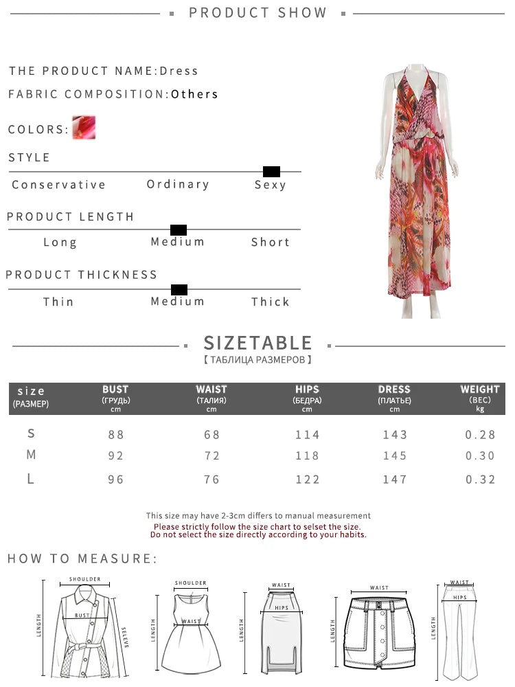 Summer Chic Flower Print Sling Dress Woman Lace-Up Halter Backless High Splits Hem Vacation Beach Party Elegant Vestidos