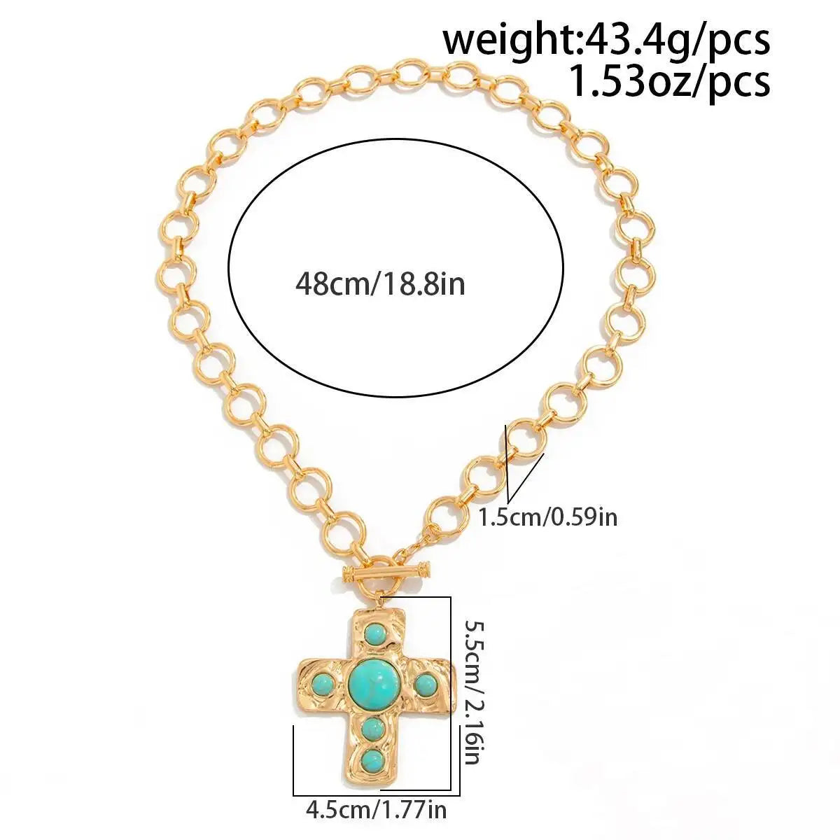 Vintage Large Jesus Cross Pendant Choker Necklace for Women New Trend Punk Metal Chunky Chain Neck Jewelry Accessories