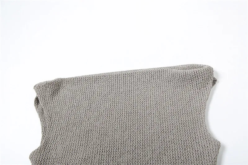 Two Piece Set for Women Skirt and Top Elegant Gray Knit One Shoulder Maxi Dress Set Summer New Arrivals 2025