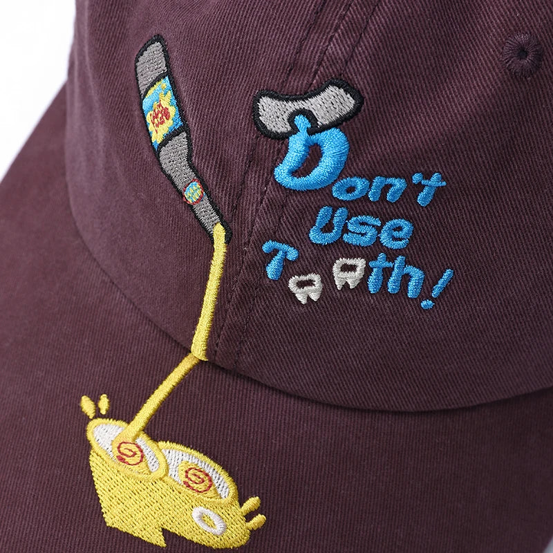Women's Cute Embroidered Baseball Cap, Vintage Washed Cotton Dad Hat with Funny Print, Adjustable Casual Daily Sun Hat