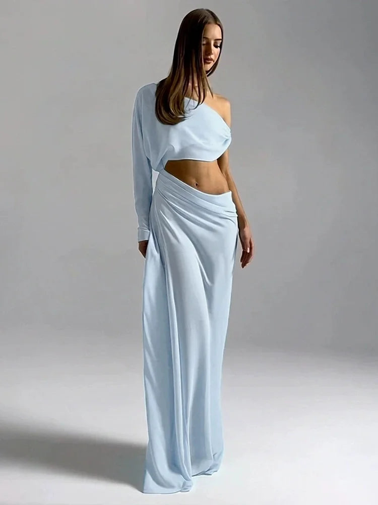 Off Shoulder Cutout Sexy Maxi Dress Women Elegant Draped Slinky Ruched Bodycon Cocktail Evening Party Dresses Gown