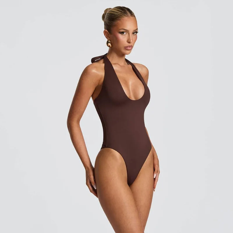 2 Piece Summer Sets Halter Backless Bodysuit Top and Split Long Skirts Elegant Sexy Woman Vacation Outfits
