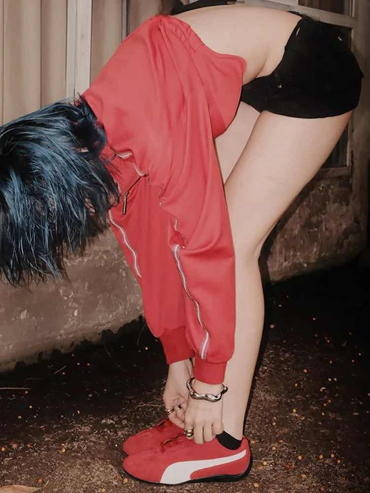 Casuals Patchwork Crop Jacket Women Y2K Hipster Elastic Cuffs Full Sleeve Zip Basic Classics Club Street Autumn Coat