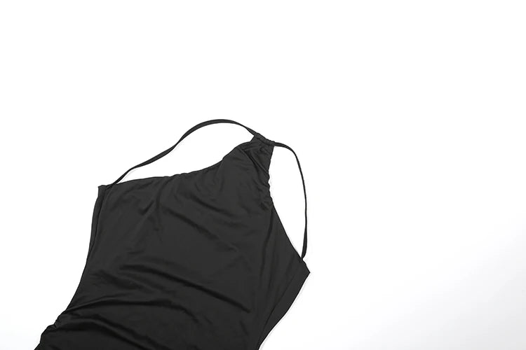 Mesh Patchwork Long Dress Women Inclined Shoulder Backless Sleeveless Midnight Prom Party Ruched Elegant Vestidos