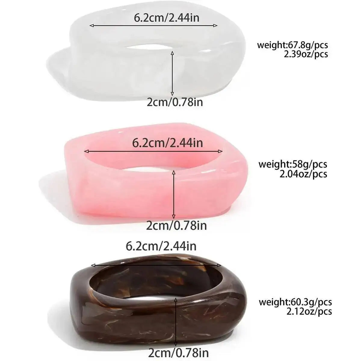 Y2K Kpop Irregular Resin Acrylic Bangles for Women New Trend Boho Geometric Charm Wide Bracelets Pulseras Jewelry Gift