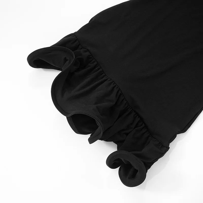 Sleeveless Ruffled Dresses for Summer Women Fashion Sexy Black Mini Dress