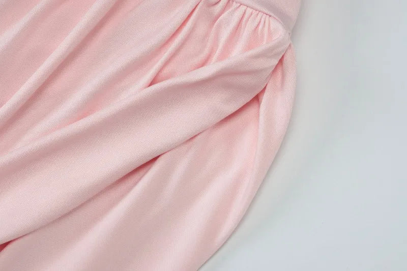 One Shoulder Pleated Long Dresses Asymmetrical Elegant Summer Dress Woman 2025 Resort Wear