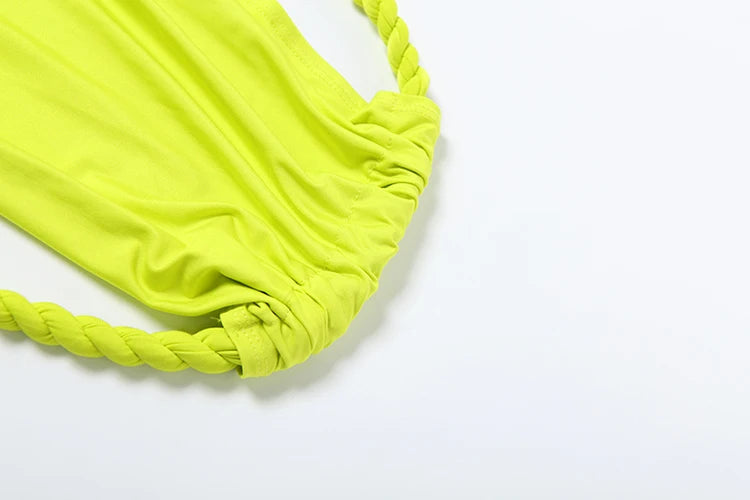 Summer Trend 2 Piece Set Women Irregular Skew Collar Bandage Backless Tops+Ruched Skirts Beach Vacation Elegant Suit