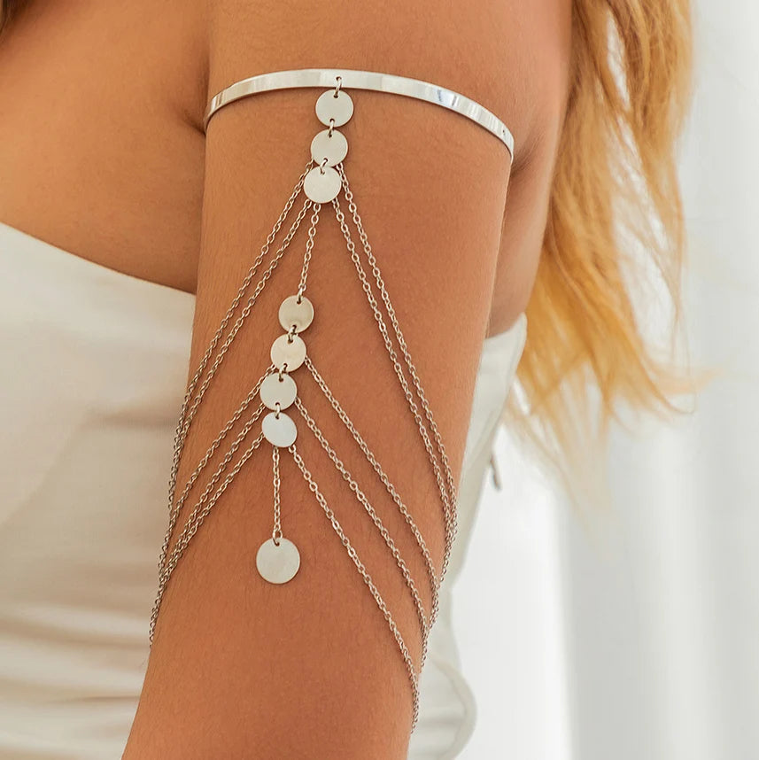 17 Styles Boho Crystal Pendant Cuff Open Bangles for Women Wed Bridal Goth Tassel Link Arm Bracelets Party Jewelry Gift